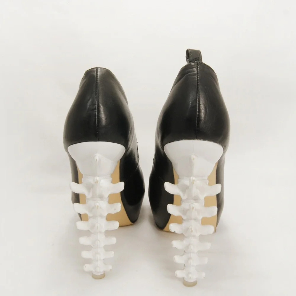 RARE Dsquared2 2010 White Skeleton Bone Spine Heel Black Leather Heels - Picture 3 of 6